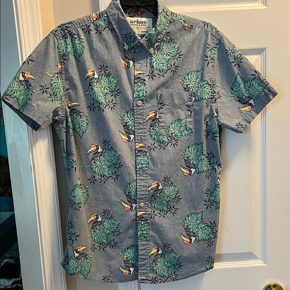 Urban Outfitters Blue Tropical Print Men's Shirt